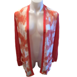 Chico’s Cardigan Peachy Orange Pink Coral Color